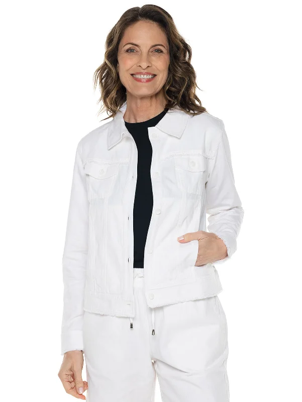 Women's Everglade Chambray Cropped Jacket | White Chambray Fitted Jacket Loose Jacket Oversized Jacket