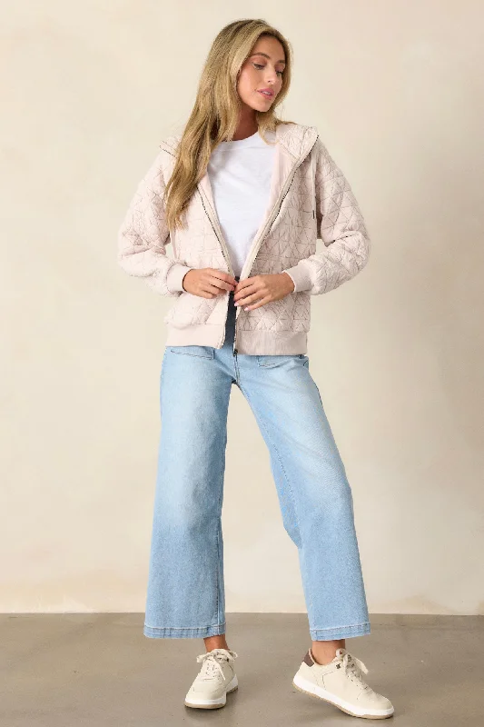 Stormy Skies Ivory Quilted Jacket Belted Jacket Elasticated Jacket Padded Jacket