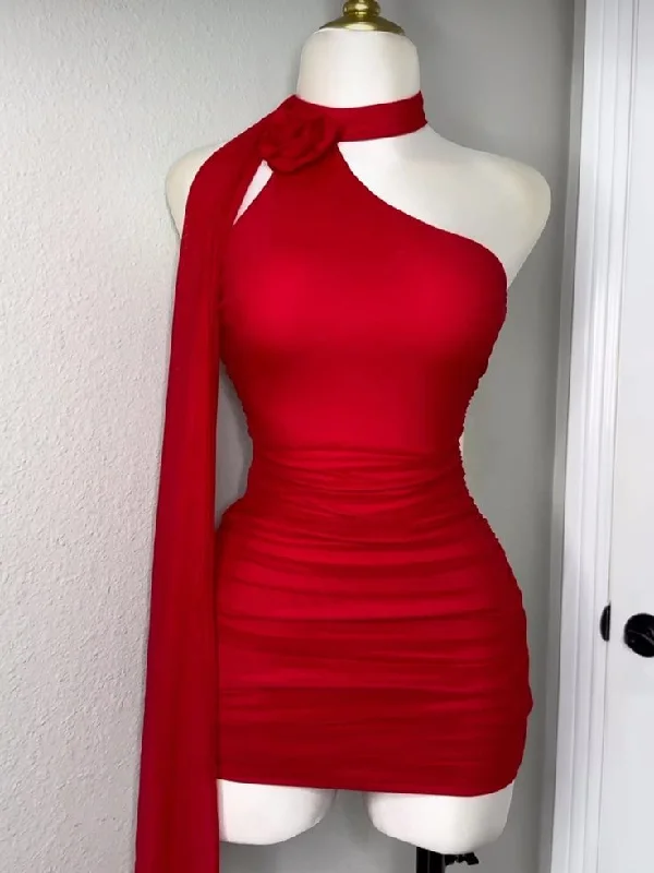 Charming Red Halter Neck Sheath Short Party Dress Homecoming Dress, DP4415 Bodycon Fitted Nightout Charming Red Halter Neck Sheath Short Party Dress Homecoming Dress, DP4415 Bodycon Fitted Nightout
