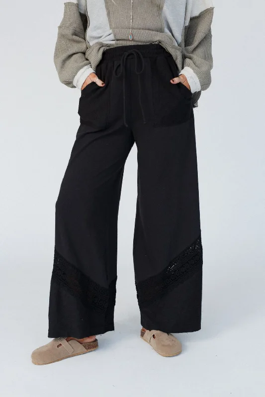 The Nest Lyrical Wide Leg Pants - Black Casual Skinny Fit Pants