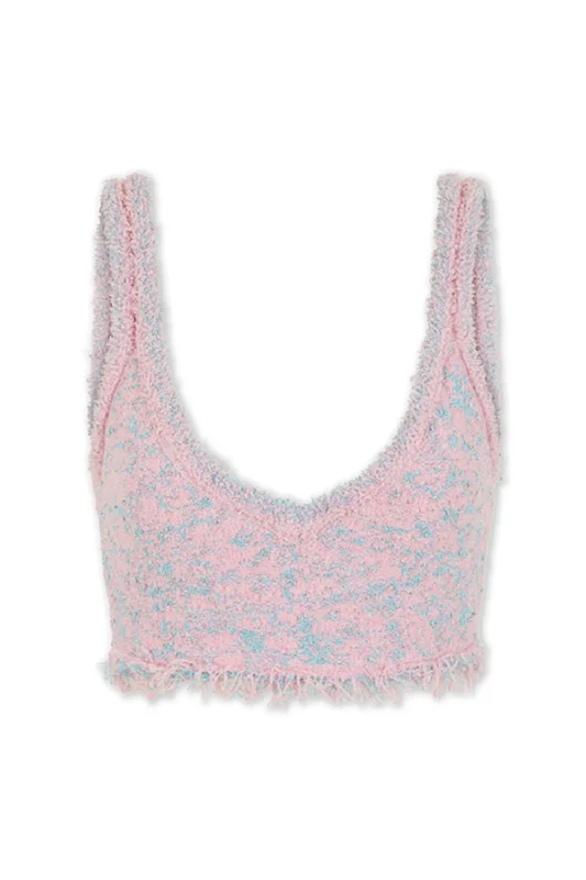Fringed Metallic Crop Tank Top cherry red tank