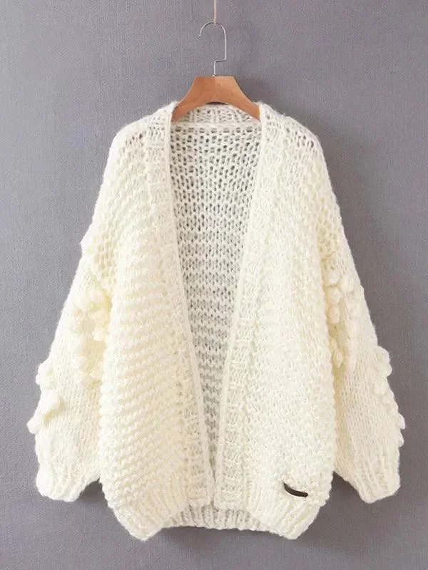 Thick Knitted Twist Loose Cardigan Elasticated Padded Insulated