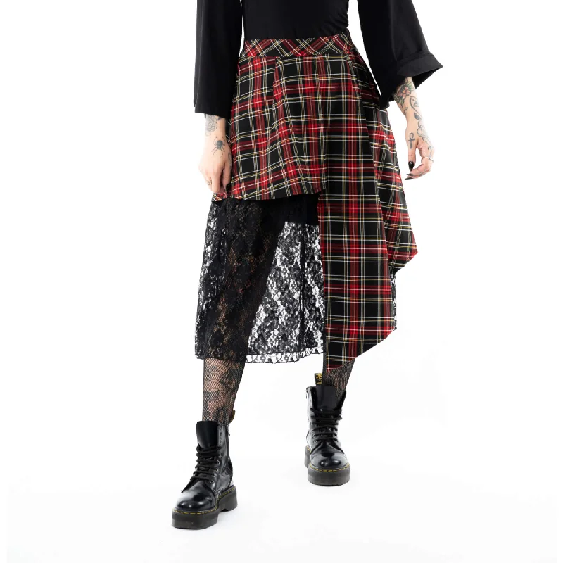 INDIANA SKIRT - BLACK CHECK leather skirt bold