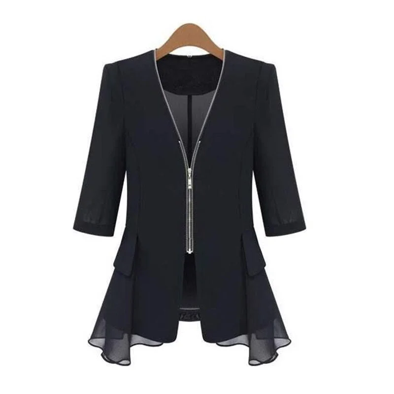 Casual Small Suit Women Blazer Female 2022 Summer Thinself-Cultivation Net Red Large Size 5XL Chiffon Jacket Cardigan Outside Oversized Loose Flowy
