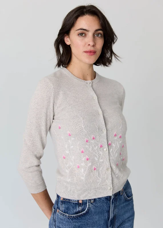 Autumn Cashmere Embroidered Floral Cardigan Lightweight Heavyweight Midweight