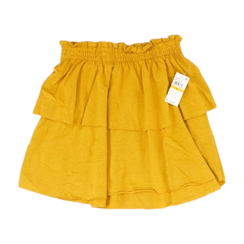 Mustard Solid Mini Skirt modal blend skirt