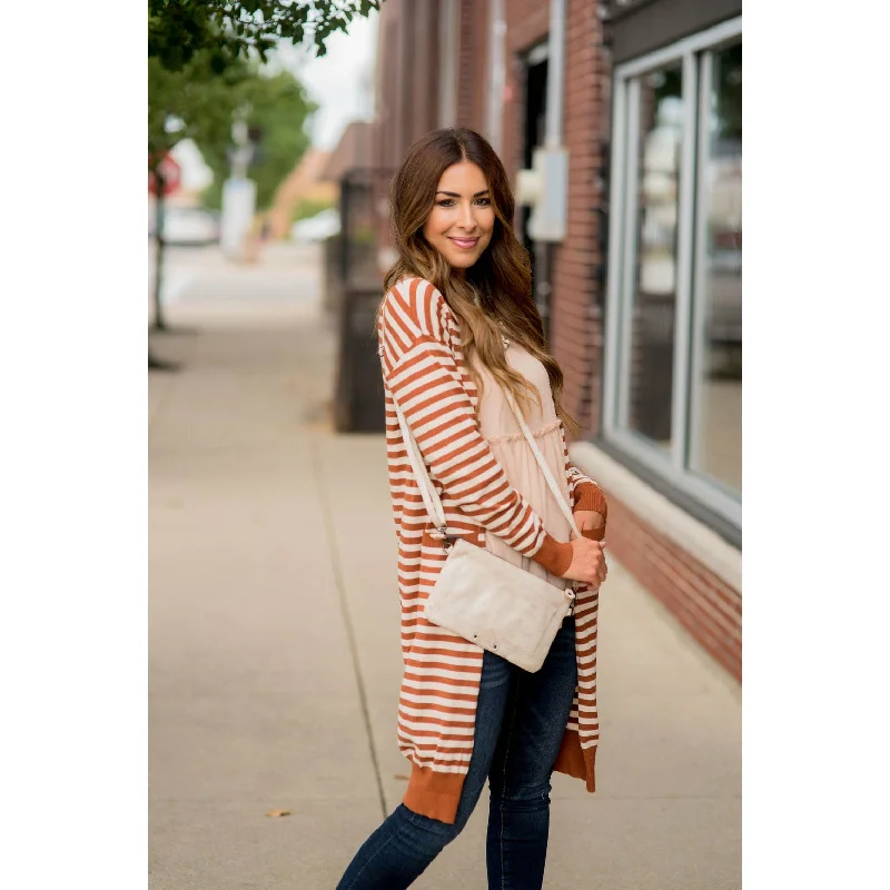Striped So Soft Tunic Cardigan Layered Multi-layer Single Layer