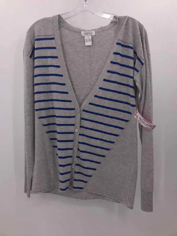 Pre-Owned Barney's New York Grey Size Medium Cardigan Sweater Jersey Fabric Tulle Fabric Batik Fabric