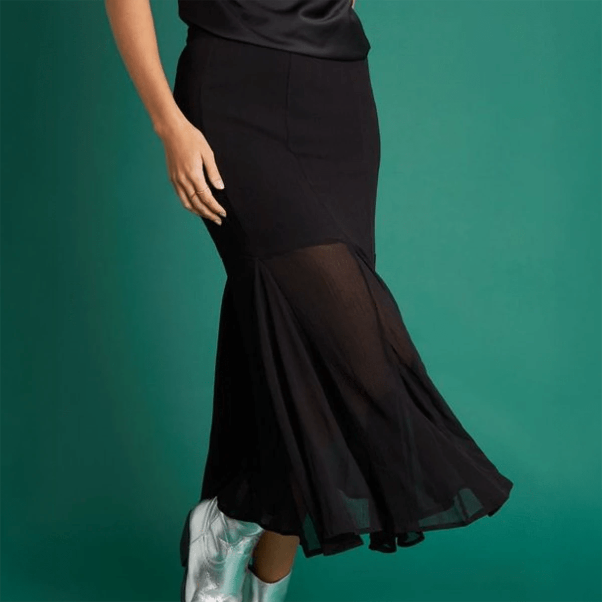 Another Sunday Chiffon Midi Skirt velvet skirt plush