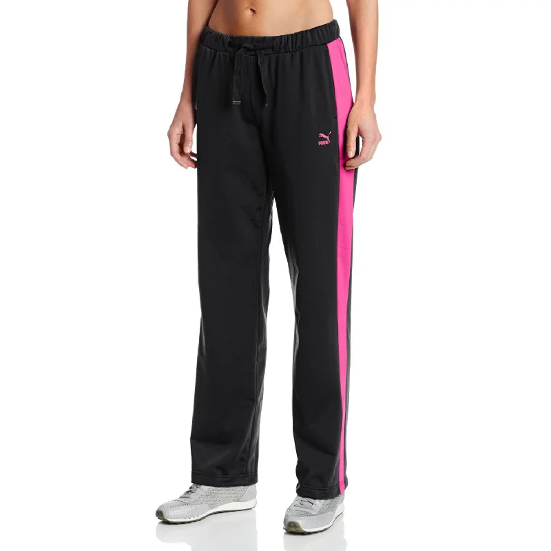 Puma T7 Track Pants - Black/Beetroot - Womens Fashionable Track Pants