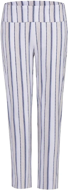 Dmsky Women's Casual Striped Pull-on Stretchy Work Pants Comfortable Maternity Pants