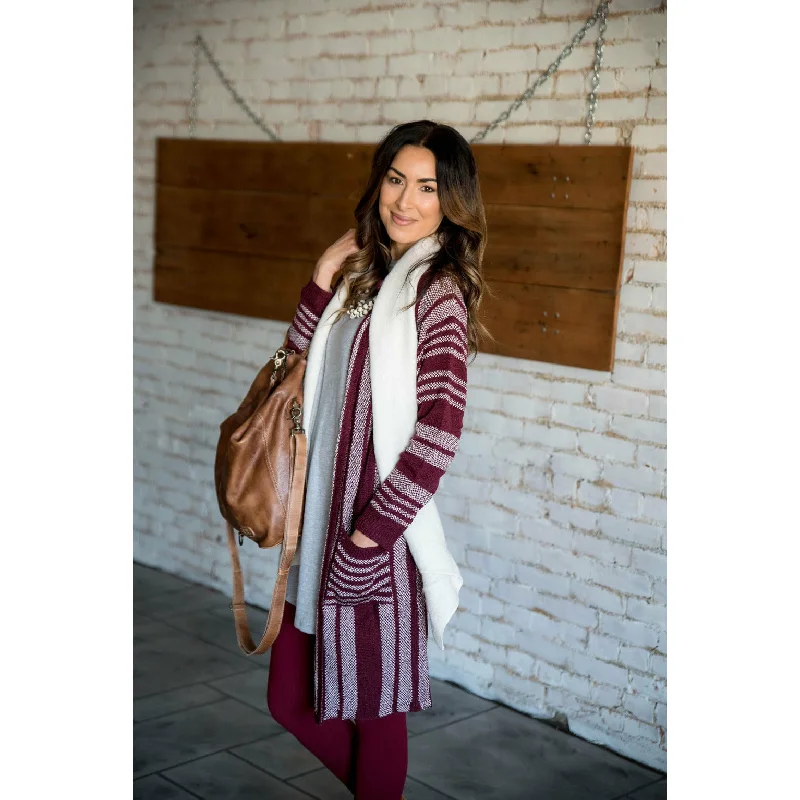 Mixed Stripes Cardigan Transparent Opaque Sheer