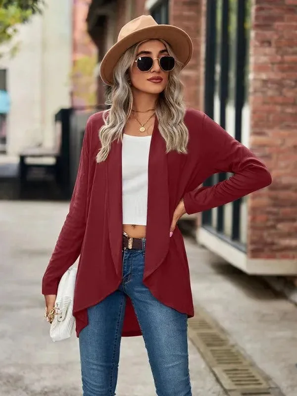 Solid Loose Women Cardigan Sweater Zippered Buttoned Snapped