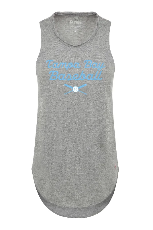 Sportiqe Women's Grey Tampa Bay Baseball Tank Top silver tank top