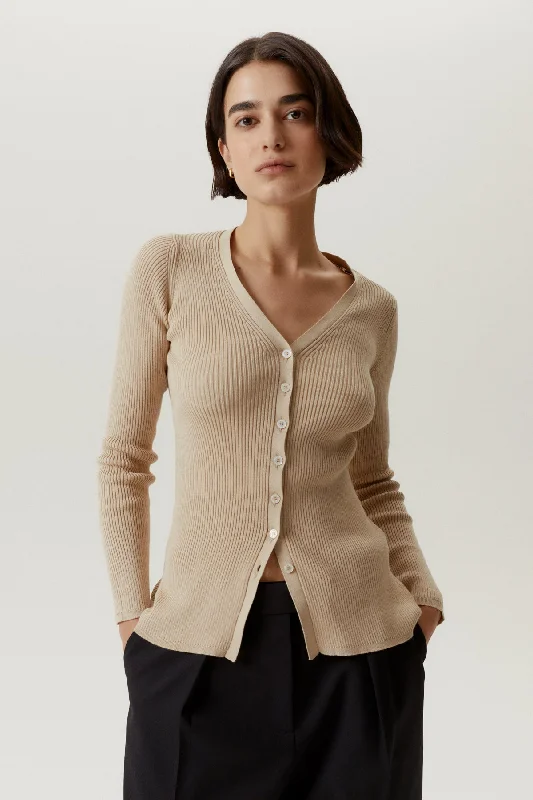 The Organic Cotton Ribbed Cardigan Bright Pastel Dark