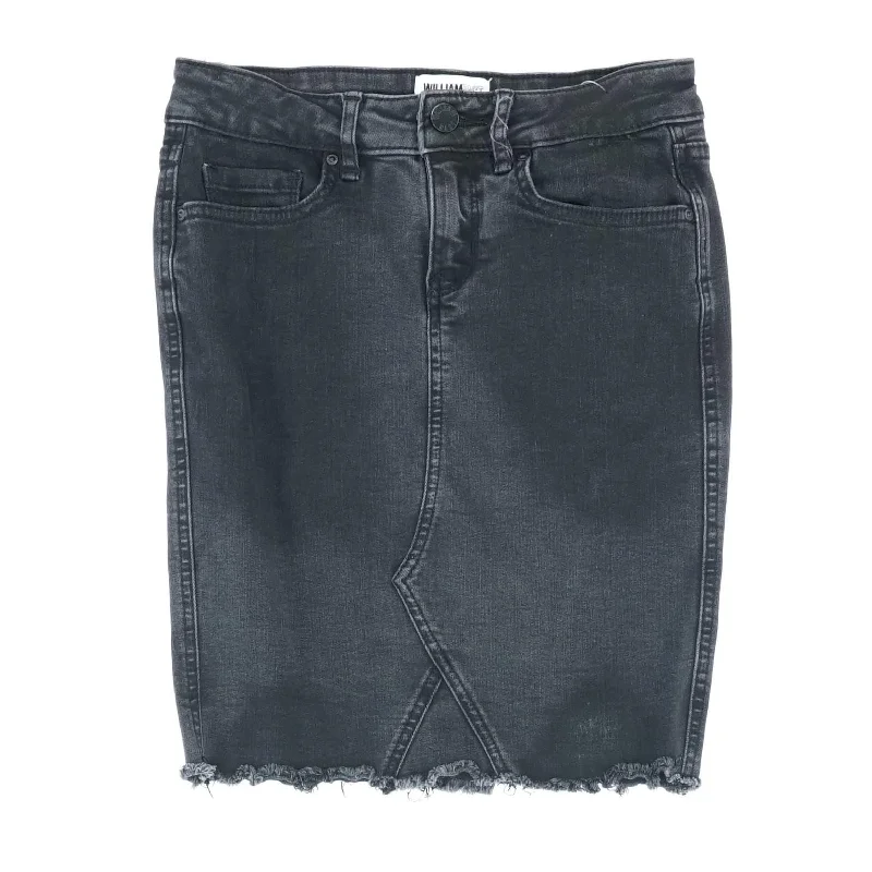 Black Solid Mini Skirt asymmetrical skirt cut