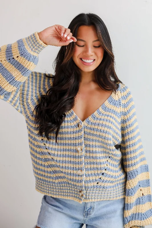 FINAL SALE - Snuggly Weather Striped Sweater Cardigan Lightweight Heavyweight Midweight