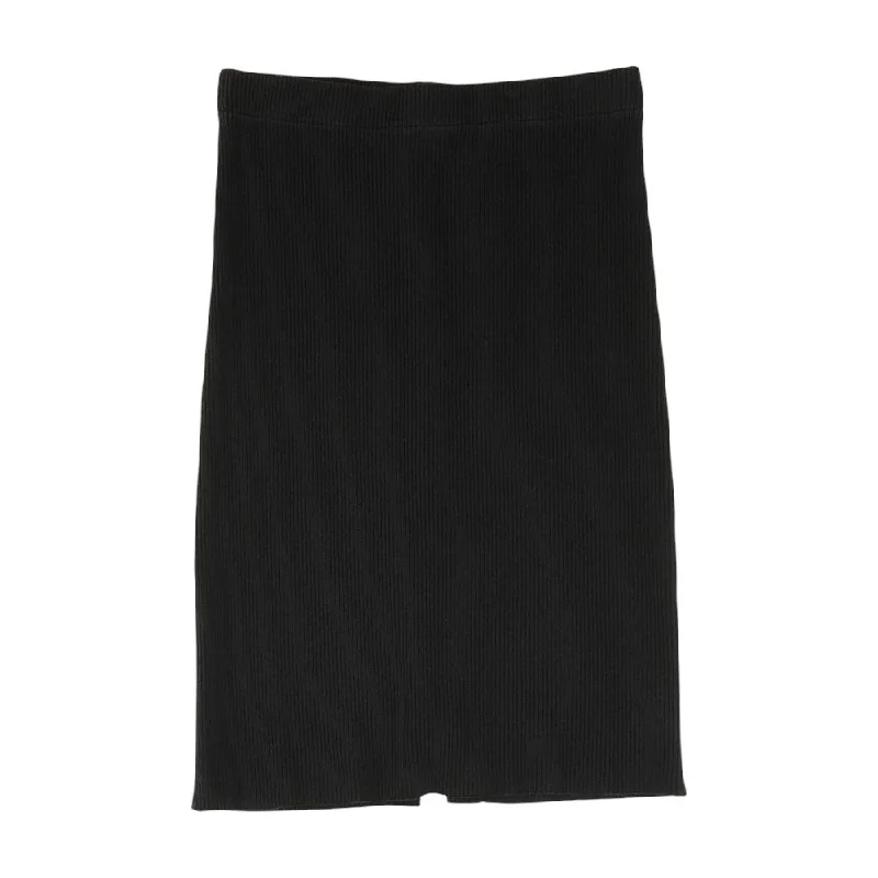 Black Solid Midi Skirt chiffon skirt airy