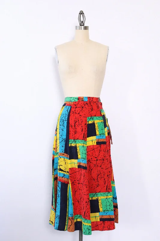 Multicolor Expressionist Silk Skirt XS wool skirt thick