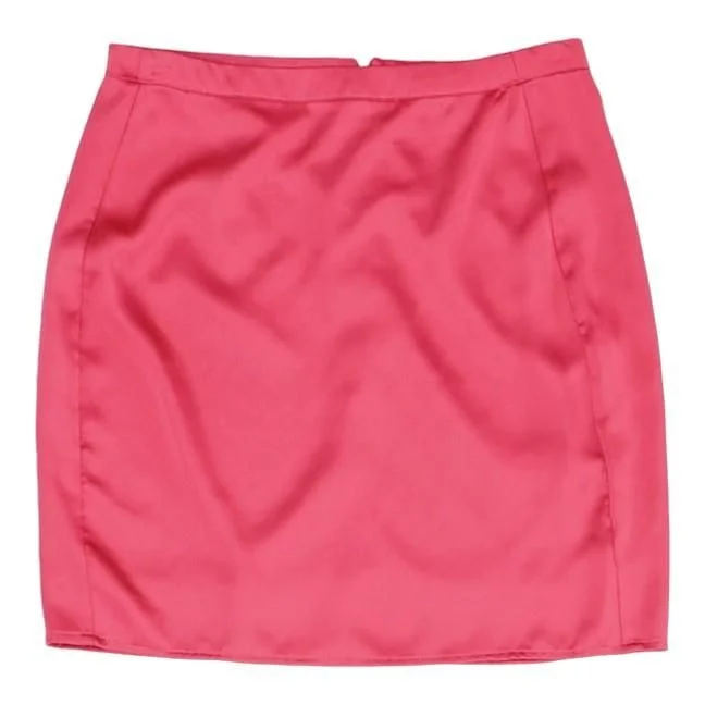 Pink Solid Mini Skirt button skirt front