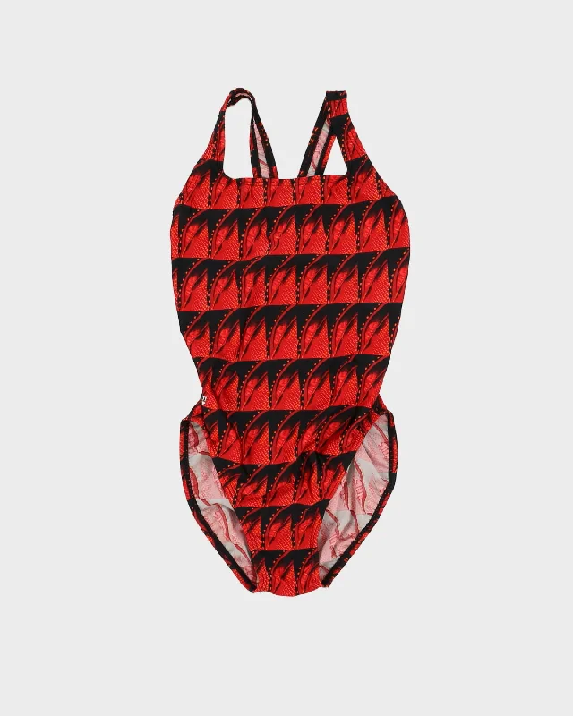 Speedo Red And Black Patterned Swimsuit - S Push-Up Bikini Bottoms